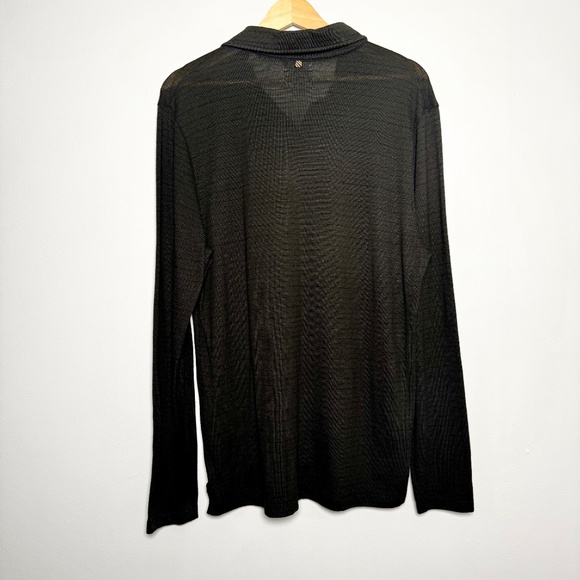 Billy Reid Stripped Cotton Long Sleeve Polo Henley Shirt Sz Large - Picture 7 of 11